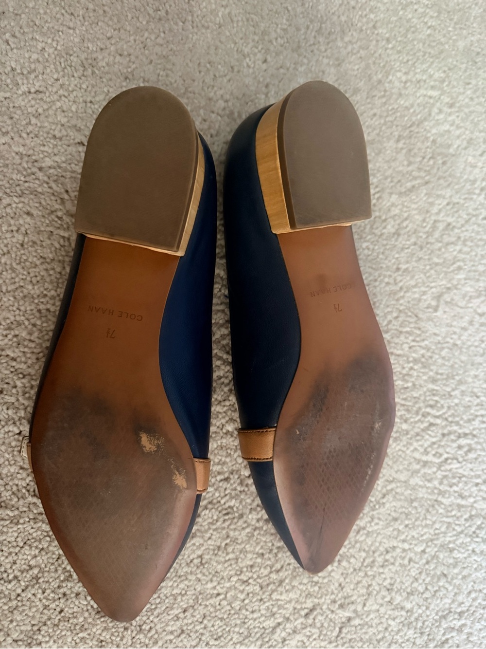 Wilson Navy White and Tan Pointed Loafer Flats - Picture 5 of 6